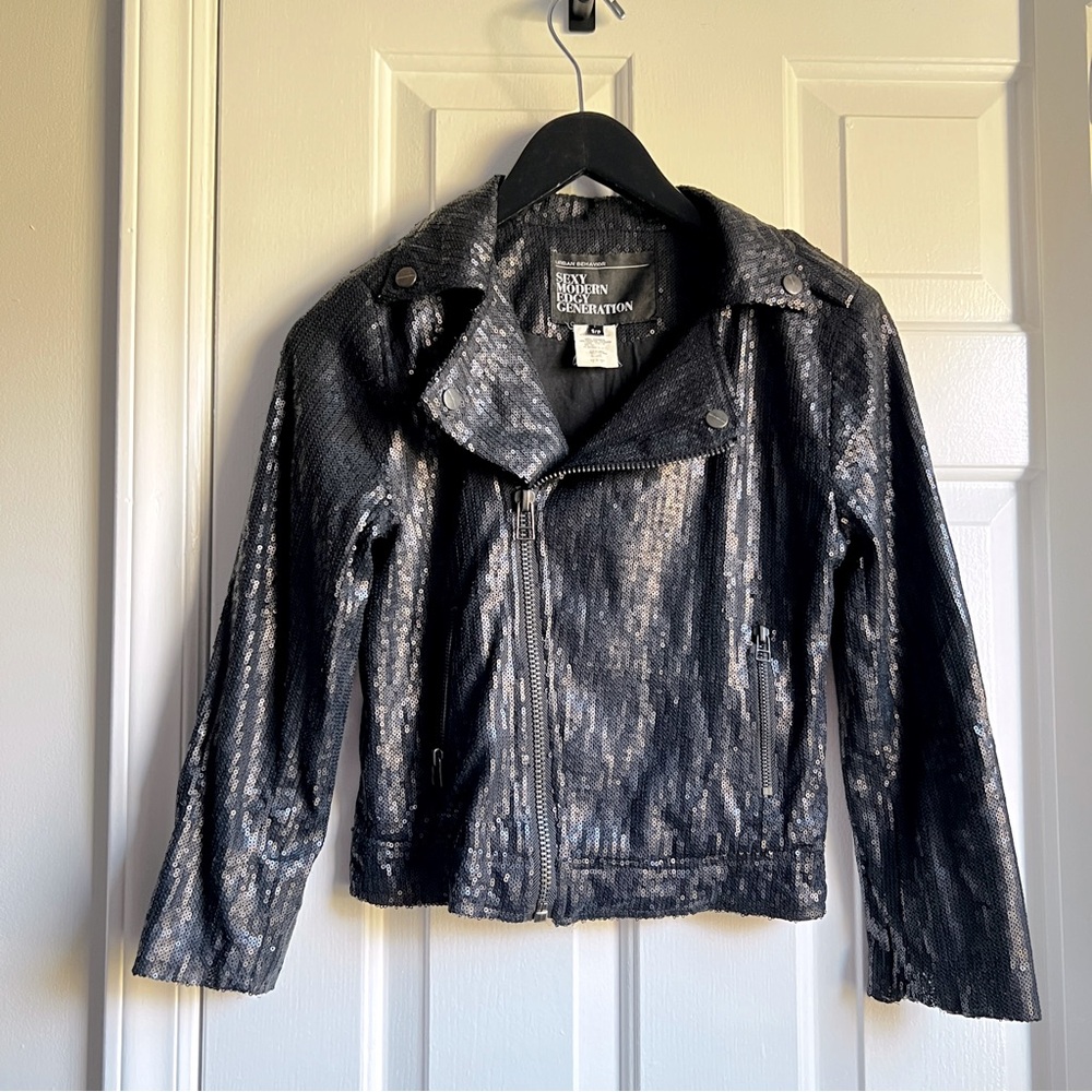 Urban Behavior Black Sequin Motorcycle Jacket